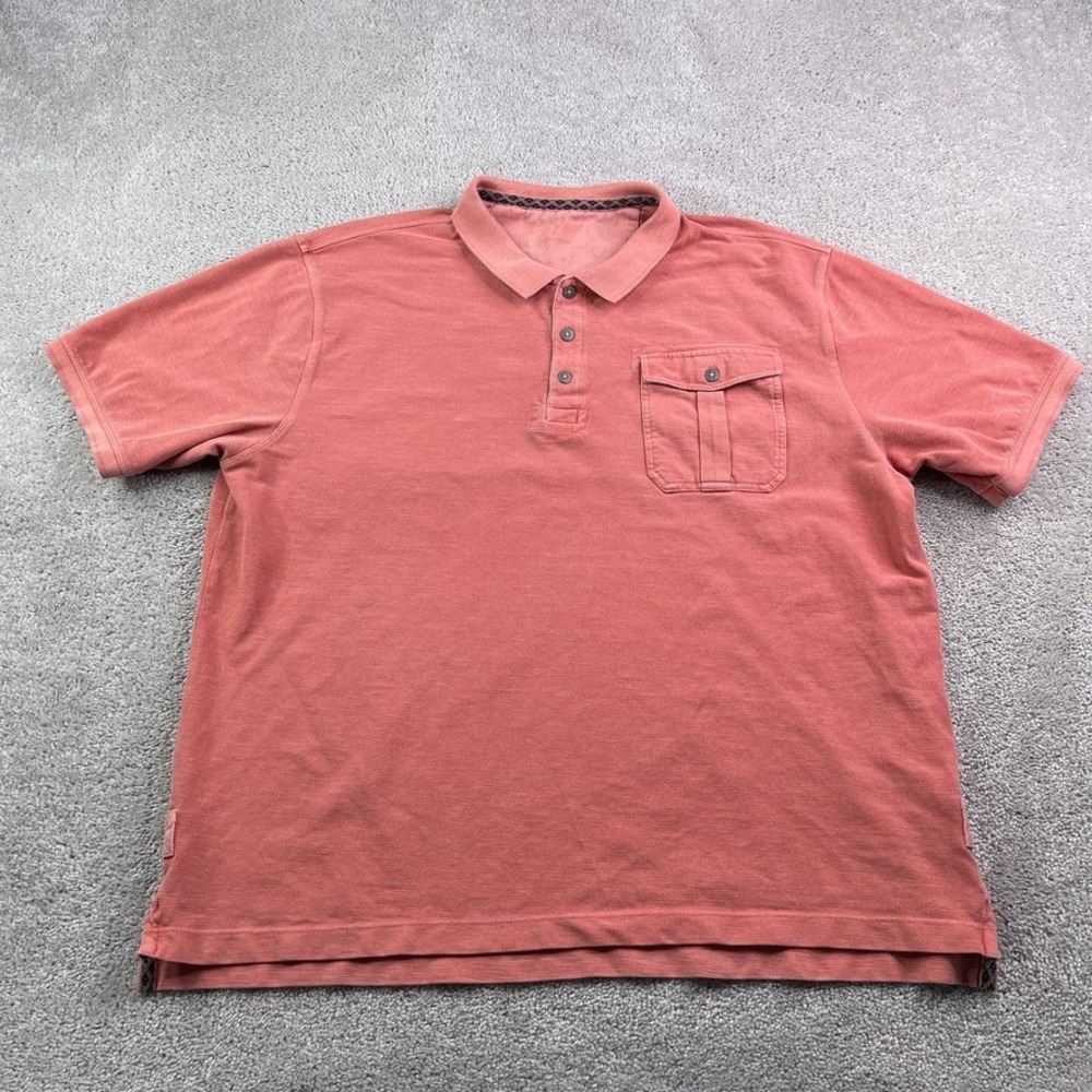 Orvis Polo Shirt Mens XL Pink Pique Cotton Chest Pocket Outdoors